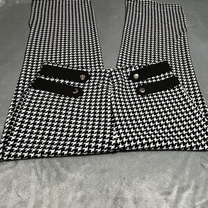 SHEIN Houndstooth Slim Plus Sized 1XL Pant Black White Preppy Vintage Chic NWOT
